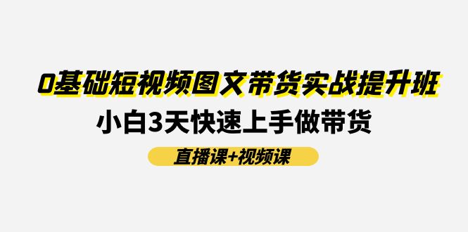 0基礎(chǔ)短視頻圖文帶貨實戰(zhàn)提升班(直播課+視頻課)：小白3天快速上手做帶貨