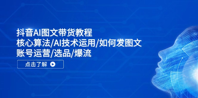 抖音AI圖文帶貨教程：核心算法/AI技術(shù)運用/如何發(fā)圖文/賬號運營/選品/爆流