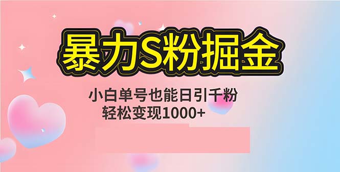 單人單機日引千粉，變現(xiàn)1000+，S粉流量掘金計劃攻略