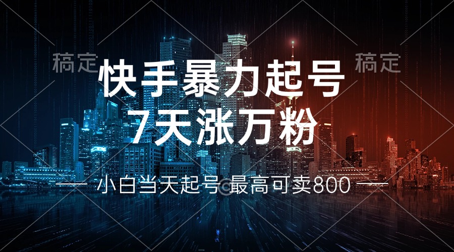 快手暴力起號(hào)，7天漲萬粉，小白當(dāng)天起號(hào) 多種變現(xiàn)方式，賬號(hào)回收，單月…