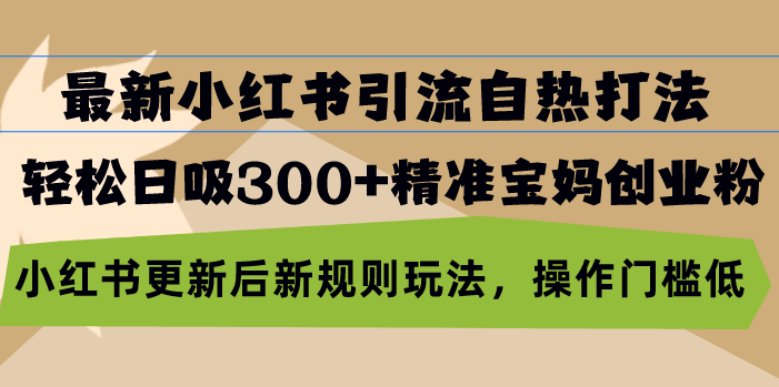 最新小紅書(shū)引流自熱打法，輕松日吸300+精準(zhǔn)寶媽創(chuàng)業(yè)粉，小紅書(shū)更新后新…