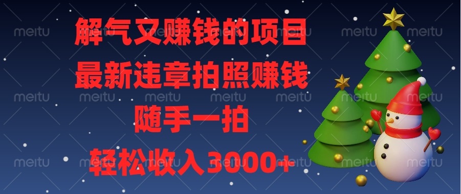 解氣又賺錢的項(xiàng)目，最新違章拍照賺錢，隨手一拍，輕松收入3000+