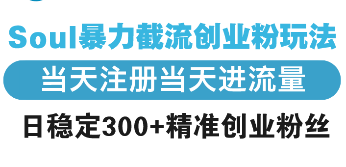 Soul暴力截流創(chuàng)業(yè)粉玩法，當(dāng)天注冊當(dāng)天進(jìn)流量，日穩(wěn)定300+精準(zhǔn)創(chuàng)業(yè)粉絲