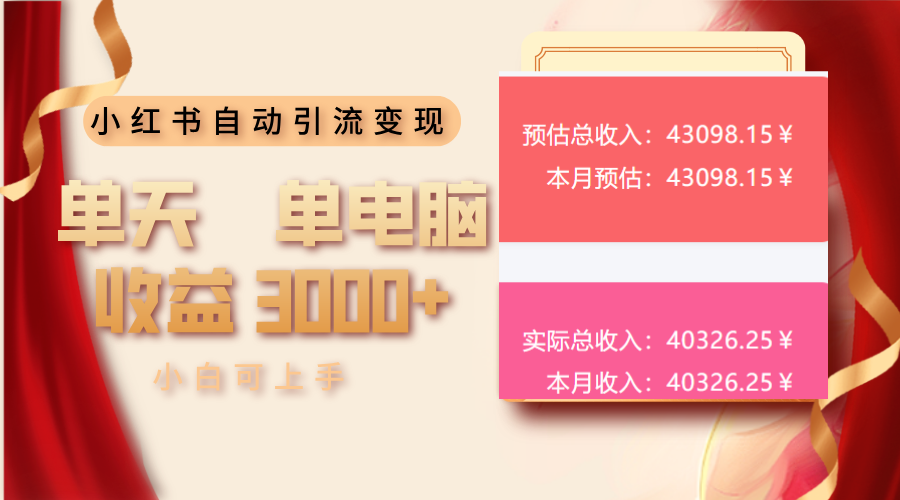 小紅書自動引流變現(xiàn) 單天單電腦收益3000+  小白可上手