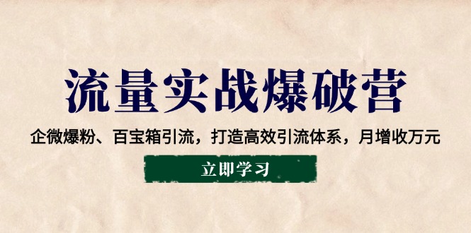 流量實戰(zhàn)爆破營：企微爆粉、百寶箱引流，打造高效引流體系，月增收萬元