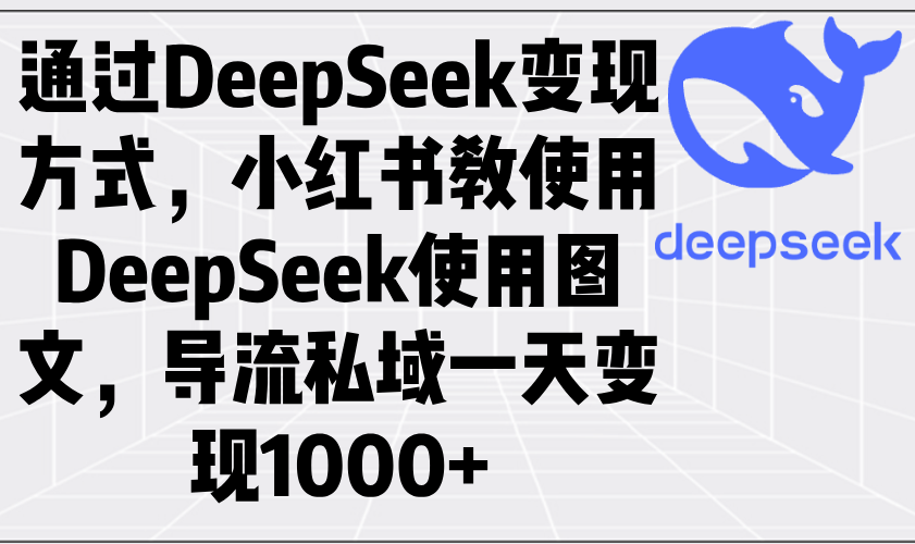 通過DeepSeek變現(xiàn)方式，小紅書教使用DeepSeek圖文，導(dǎo)流私域一天變現(xiàn)1000+