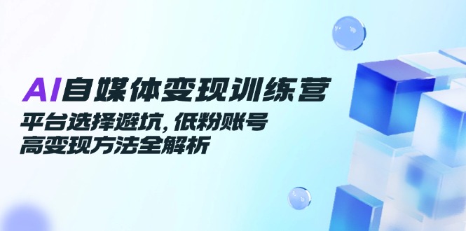 AI自媒體變現(xiàn)訓(xùn)練營，平臺(tái)選擇避坑，低粉賬號(hào)高變現(xiàn)方法全解析