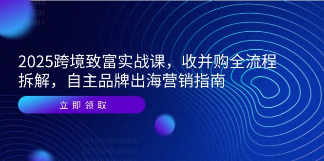 2025跨境致富實戰(zhàn)課，收并購全流程拆解，自主品牌出海營銷指南